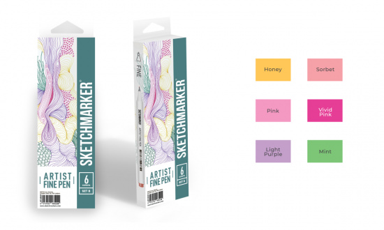 Набор капиллярных ручек Sketchmarker Artist fine pen Basic 2 6цв Набор капиллярных ручек Sketchmarker Artist fine pen Basic 2 6цв